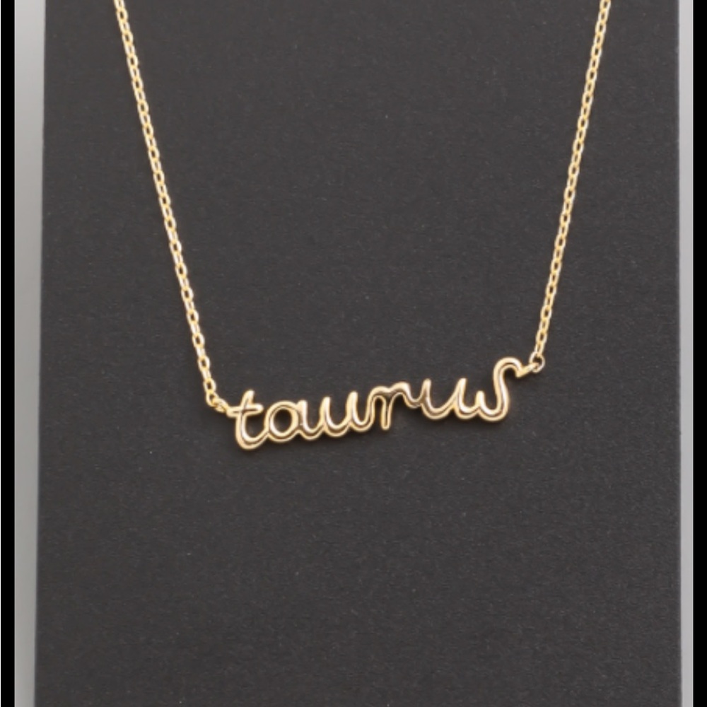 Gold zodiac pendant necklace in a fun font.  Makes a great gift.  18"